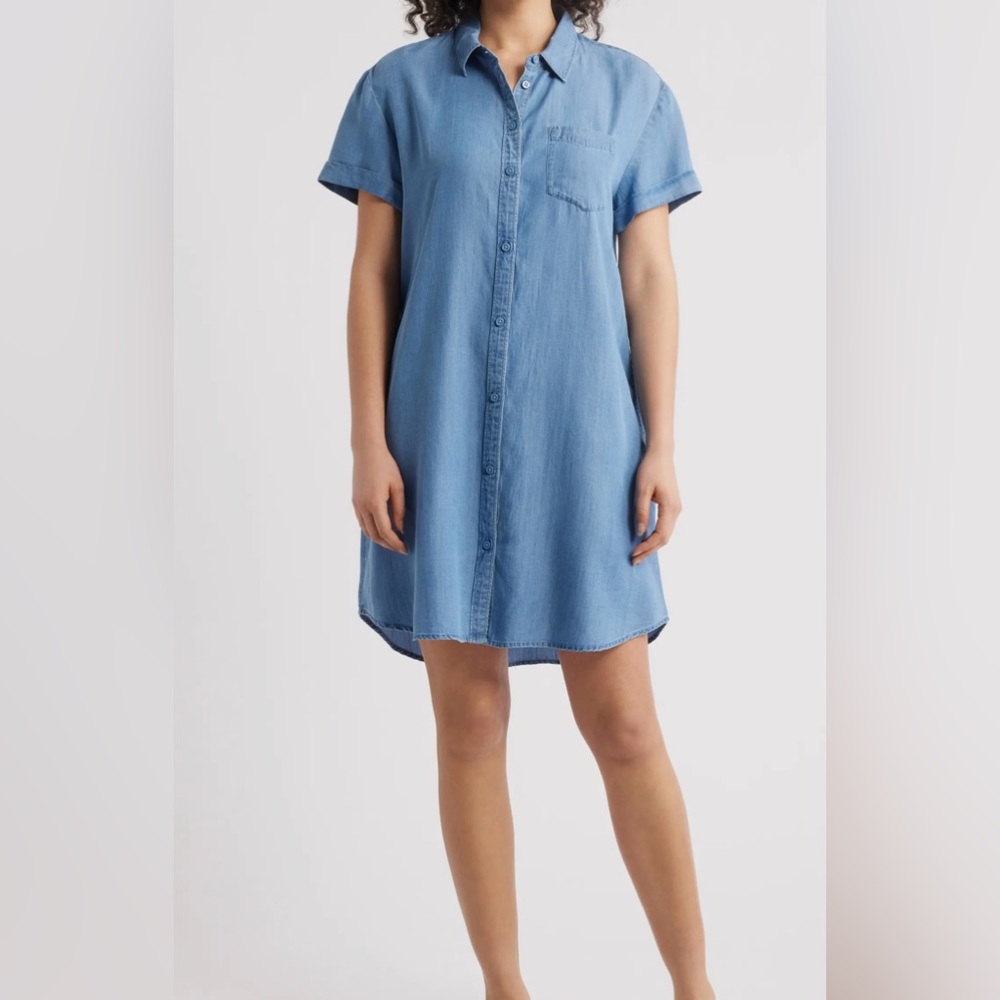 Caslon Chambray Tencel Mini Dress with Pockets XXL